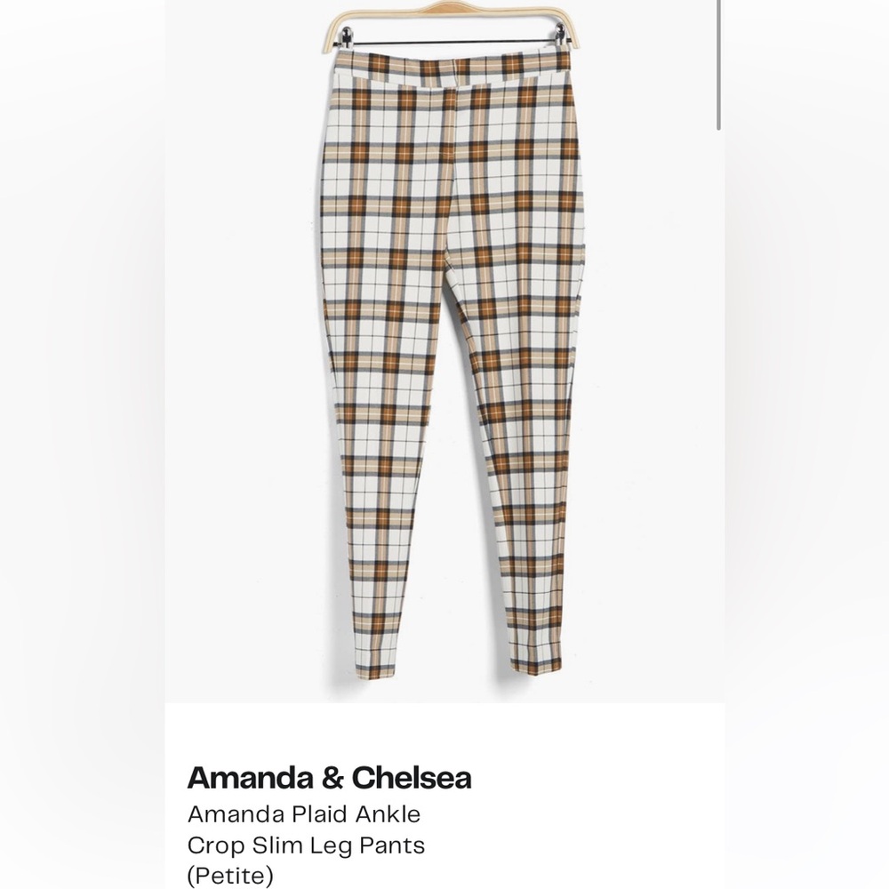 Amanda & Chelsea Plaid Ankle Crop Slim Leg Pants Petite